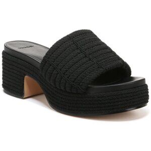 Vince Black Cord Slide Platform Sandal